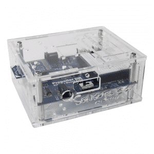Parallax Sensor Box Kit assembled view with board (board not included).