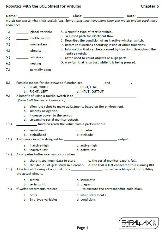 Shield-Bot For Arduino: Classroom Resources For The Educator! - Parallax